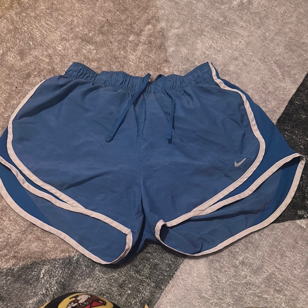 Nike Blue and White Athletic Shorts Lightweight Dolphin Style